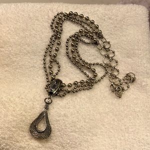 Silpada Silver Triple Strand Bead Pendant Necklace